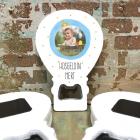 Balon Açacaklı Magnet 129 - Fotoğraflı Yenidoğan, Doğum Günü Hatırası Hediyelik
