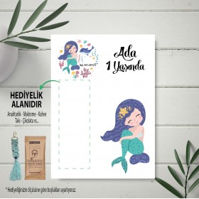 Hediyelik Kartı 0025 - Deniz Kızı Temalı Kız Çocuk Hediyelik Kart