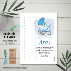 Hediyelik Kartı 0098 - Mavi Bebek Arabası Temalı Kartlar