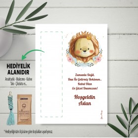 Hediyelik Kartı 0109 - Aslan Temalı Makrome Anahtarlık Kartı