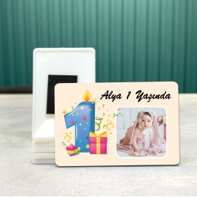Dikdörtgen 521-1 Yaş Magnet - Fotoğraflı Doğum Günü Yaş Magneti