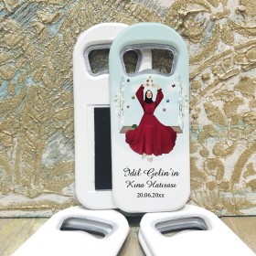 Dikdörtgen Açacaklı Magnet 1134 - Tesettürlü Kına Hatırası Hediyelik Magnet