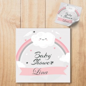 Kare Etiket 004 - Kız Bebek Gökkuşağı Tasarım