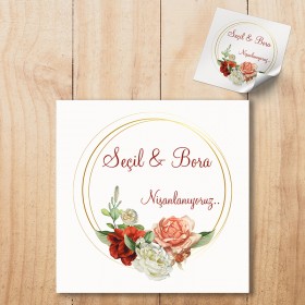 Kare Etiket 009 - Düğün, Nişan Tasarım Etiket