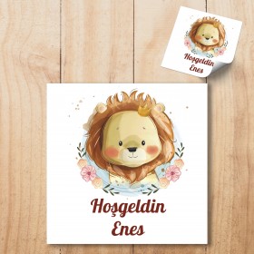Kare Etiket 099  - Aslan Temalı Etiket