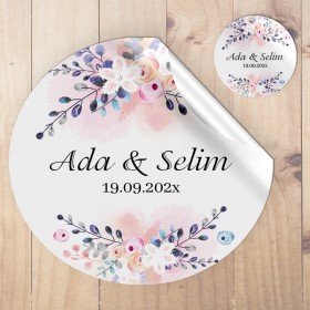Etiket 047 - Çiçekli Tasarım Nişan Etiketi