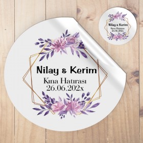 Etiket 048 - Çiçekli Tasarım Nişan Etiketi