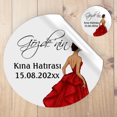 Etiket 093 - Kına Kızı Kırmızı Elbiseli Tasarım