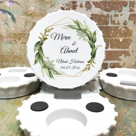 Kapak Açacaklı Magnet 0721 - Yeşil Çiçekli Nişan, Söz, Nikah Hediyelik Magnet