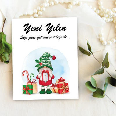 Takı Kartı 004 - Yeni Yıl - Yılbaşı Temalı Toka, Küpe Kartı