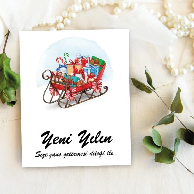 Takı Kartı 011 - Yeni Yıl - Yılbaşı Temalı Toka, Küpe Kartı