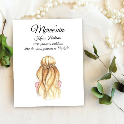 Takı Kartı 013 - Kına Gecesi Hatırası Toka, İnci Küpe Kartı