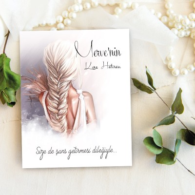 Takı Kartı 015 - Kına Gecesi Hatırası Toka, İnci Küpe Kartı