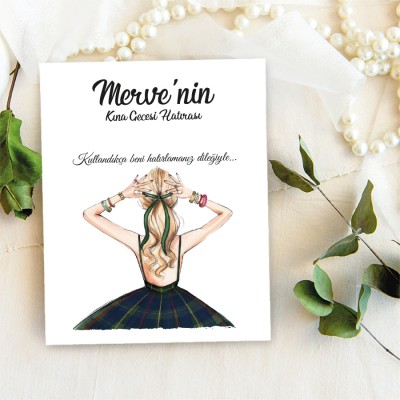 Takı Kartı 016 - Kına Gecesi Hatırası Toka, İnci Küpe Kartı